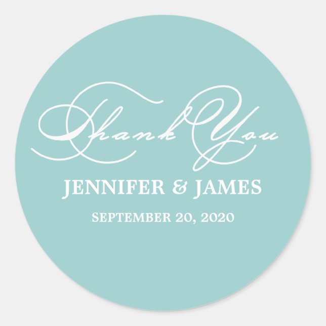 Romantische Schrift Dankeschön-Gastgeschenk Hochze Runder Aufkleber (Vorderseite)