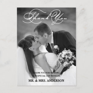 Romantische Schrift   Hochzeit Danke Postcard Postkarte