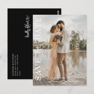 Romantische Schrift Kalligrafie Save the Date Postkarte
