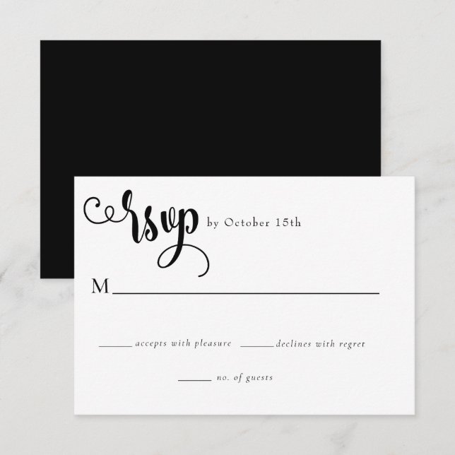 Romantische Schrift | Kalligraphische Hochzeit RSVP Karte (Vorne/Hinten)