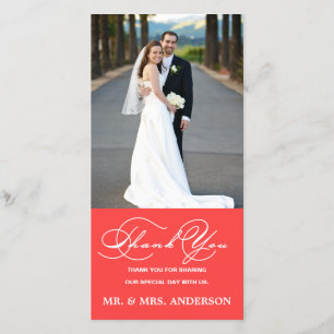 ROMANTISCHE SCHRIFT KORALLE HOCHZEIT DANKESCHÖN FO DANKESKARTE