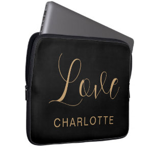Romantische Schrift Liebessymbol Modern Schwarz Laptopschutzhülle