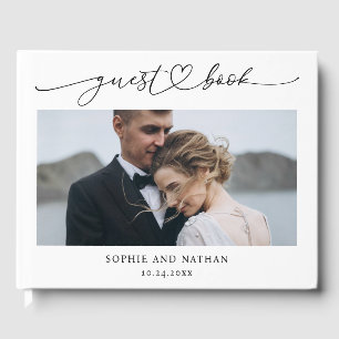 Romantische Schrift mit Herz und Foto Hochzeit Gästebuch