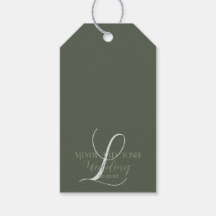 Romantische Schrift Sage Grün Anfangs Hochzeit   Geschenkanhänger