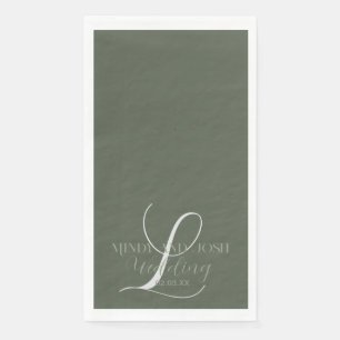 Romantische Schriftart Sage Green Anfangsbuchstabe Serviette