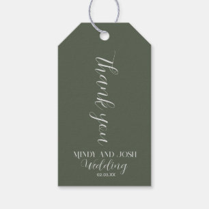 Romantische Schriftart Sage GRÜN Danke Hochzeit Geschenkanhänger