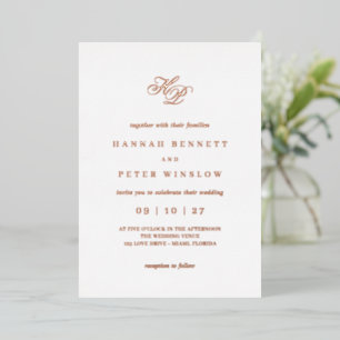 Romantische Schriftmonogramm-Initialen Hochzeit Folieneinladung