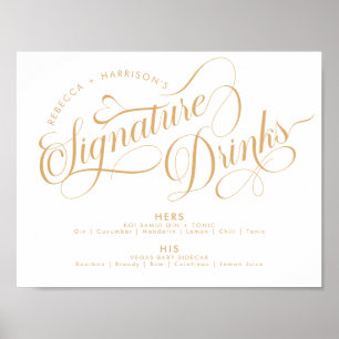 Romantische Schriftzug-Signature-Drinks-Hochzeitsb Poster