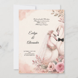 Romantische Schwan-Braut und Bräutigam Blush Rosa  Einladung