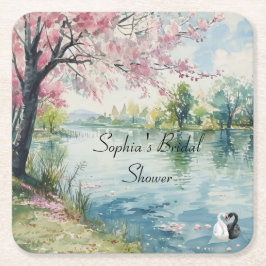 Romantische Schwäne Brautparty Rechteckiger Pappuntersetzer