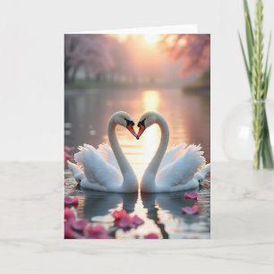 Romantische Schwäne Herz Karte