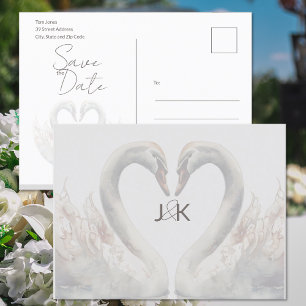 Romantische Schwäne Hochzeiten speichern das Datum Ankündigungspostkarte