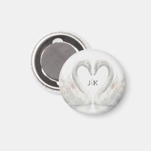 Romantische Schwäne Hochzeitspaare Monogram Magnet