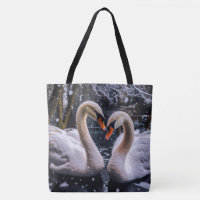 Romantische Schwäne im Winterwunderland