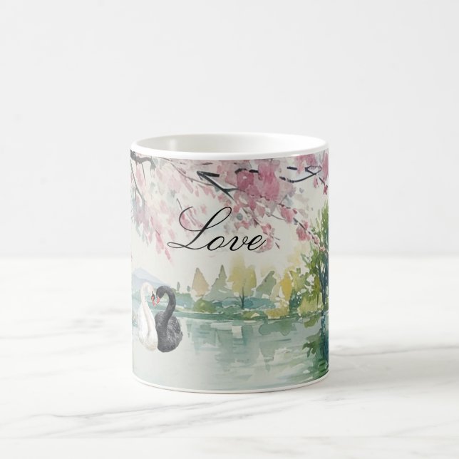 Romantische Schwäne Liebe Kaffeetasse (Mittel)