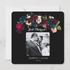 Romantische Schwarz-, Burgund- und Aquamarine Blum Ankündigung