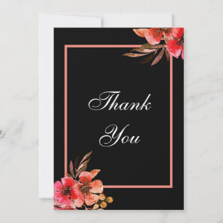 Romantische Schwarz-Orange-Pfirsichschrift Dankeskarte