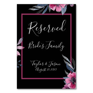 Romantische Schwarz-Rosa-Schrift Hochzeit Tischnummer