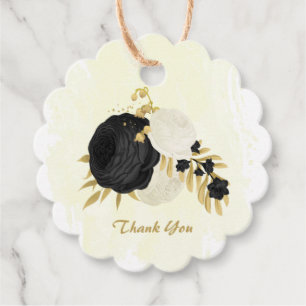 Romantische Schwarz-Weiß-Blume Geschenkanhänger