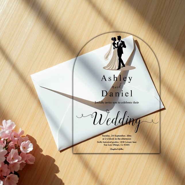 Romantische Schwarz-Weiß-Braut-Hochzeit Acryleinladungen (Von Creator hochgeladen)