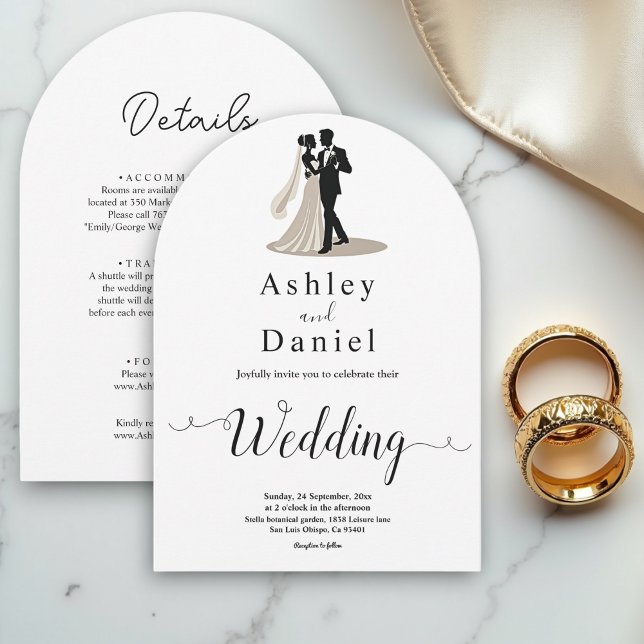 Romantische Schwarz-Weiß-Braut-Hochzeit Einladung (Von Creator hochgeladen)