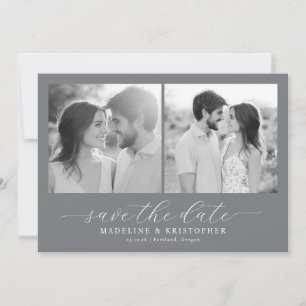 Romantische Schwarz-Weiß-Fotocollage Save The Date