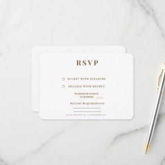 Romantische schwarze & goldene Hochzeits-RSVP-Kart RSVP Karte