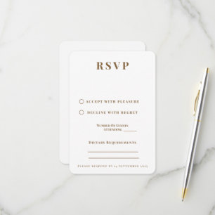 Romantische schwarze & goldene Hochzeits-RSVP-Kart RSVP Karte