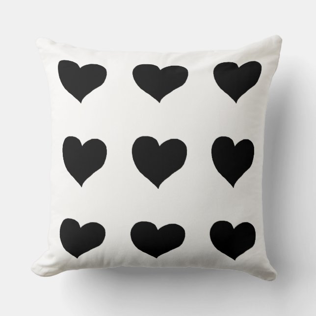 romantische schwarze Herzen Kissen (Vorderseite)