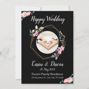 Romantische Schwarze Kalligrafie - Einladung zur H