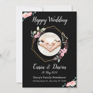 Romantische Schwarze Kalligrafie - Einladung zur H