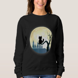 Romantische schwarze Katze auf Vollmondnacht in ei Sweatshirt