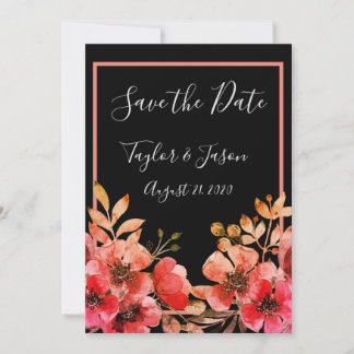 Romantische Schwarze Pfirsichkoralle - Blumenschri Save The Date