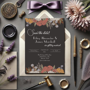 Romantische Schwermütige Vintage Blumen Dunkle Hoc Save The Date