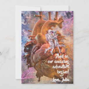 Romantische Science-Fiction Weltraum Astronauten P Feiertagskarte