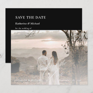 Romantische Script Calligrafy Add Foto Wedding Save The Date