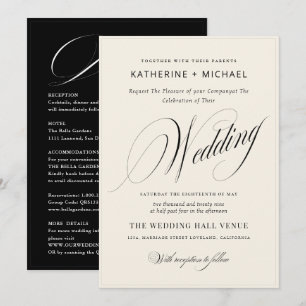 Romantische Script Calligraphy&Details QRcode Wedd Einladung