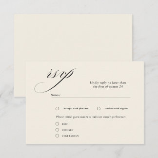 Romantische Script Calligraphy Wedding RSVP Cards Begleitkarte