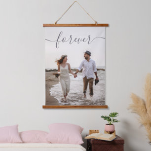 Romantische Script Custom Wedding Foto Leinwand Wandteppich Mit Holzrahmen