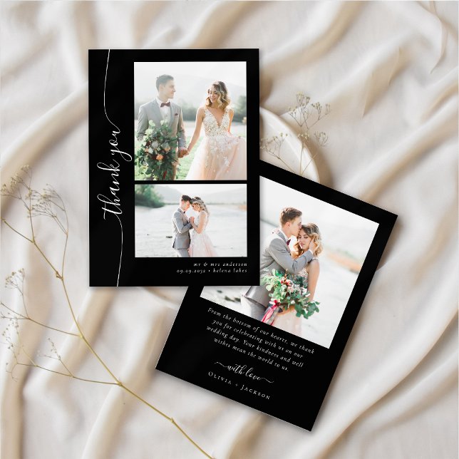 Romantische Script-Multiple-Foto-Hochzeit Dankeskarte (Von Creator hochgeladen)