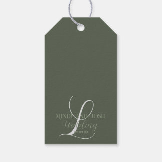 Romantische Script Sage Green Initial Wedding Geschenkanhänger