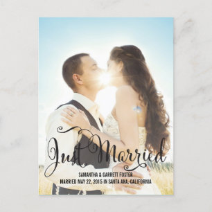 Romantische Script Wedding Announcement - Schwarz Einladungspostkarte