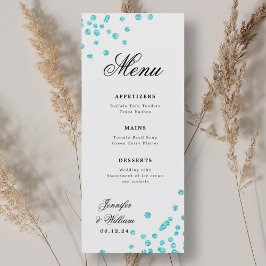 Romantische Script Wedding Confetti Türkis Menükarte