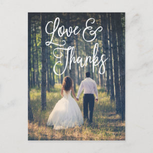 Romantische Script Wedding Danke Postcard Postkarte