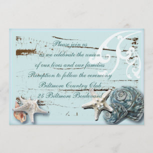 Romantische Seashells Beach Wedding Einladung