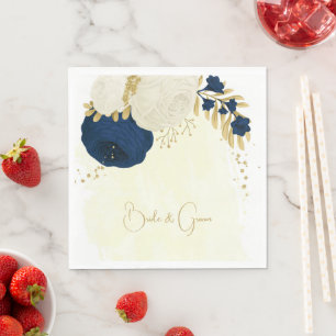 Romantische Seefahrt & weiße Blume Goldhochzeit Serviette