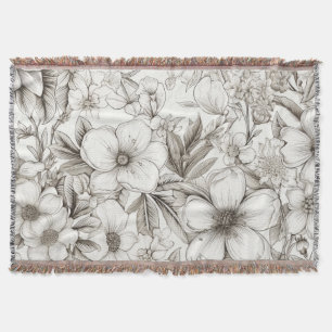 Romantische Sepia-Blumen Elfenbein Vintage-Blüte Decke