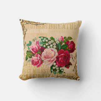 Romantische Sepia-Design-rote Rosen Vintag auf Kissen