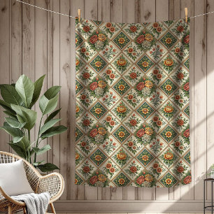 Romantische Shabby-Chic-Decke mit roten Rosen und Fleecedecke