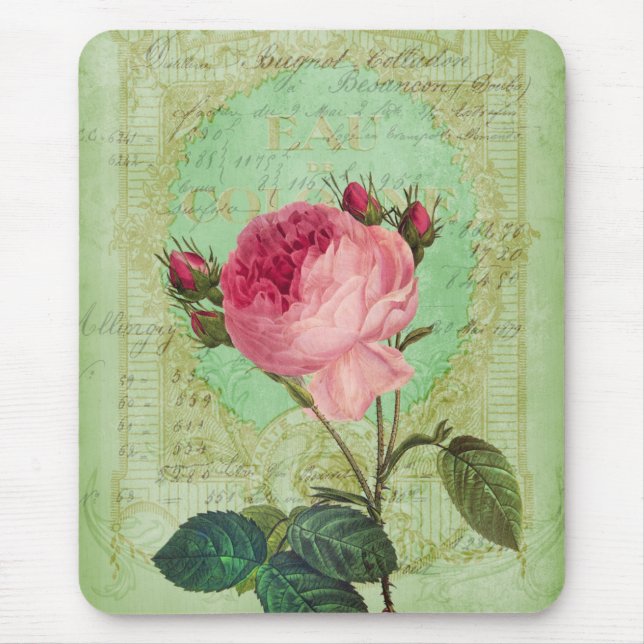 Romantische Shabby Chic Rose Viktorianisch Style M Mousepad (Vorne)